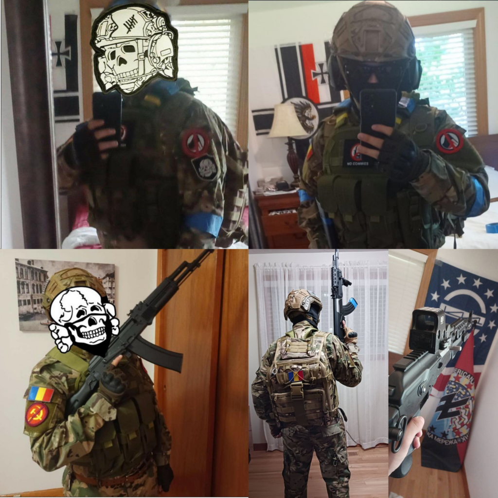 Collage of other images AP has posted showing off his gear and firearms